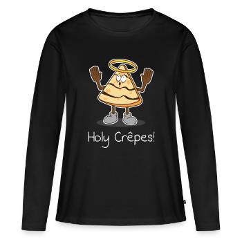 Holy Crêpes ! Design - T-shirt manches longues Premium bio Femme - noir - Devant - Julia (174cm)