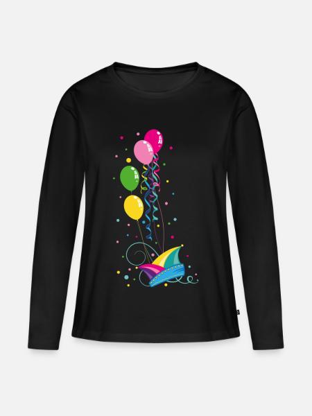 Karneval Fastnacht Narrenkappe Luftballon Fasching - Frauen Premium Bio Langarmshirt - Schwarz