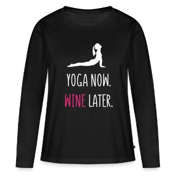 Yoga Maintenant vin Plus - T-shirt manches longues Premium bio Femme - noir - Devant - Julia (174cm)