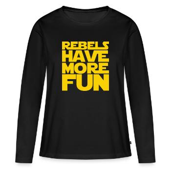 Les rebelles s’amusent plus - T-shirt manches longues Premium bio Femme - noir - Devant - Julia (174cm)
