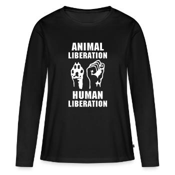 Libération animale - T-shirt manches longues Premium bio Femme - noir - Devant - Julia (174cm)