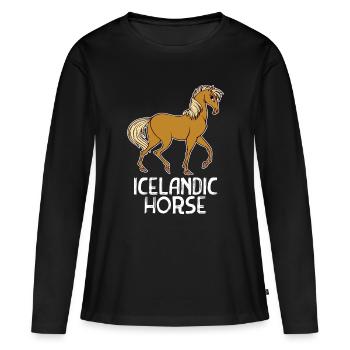 Haflinger Pferde Pferdenarr Statement Islandpferde - Frauen Premium Bio Langarmshirt - Schwarz - Vorne - Julia (174cm)