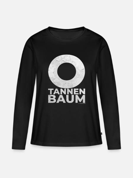Tannenbaum Stein-Typo - Frauen Premium Bio Langarmshirt - Schwarz