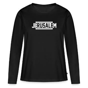 Jérusalem Urbaine - T-shirt manches longues Premium bio Femme - noir - Devant - Julia (174cm)