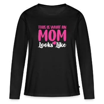 Mama ressemble à un lettrage d’amour - T-shirt manches longues Premium bio Femme - noir - Devant - Julia (174cm)