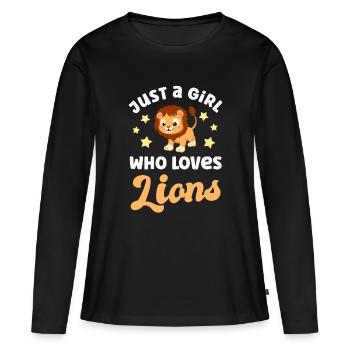 Lion Lion - T-shirt manches longues Premium bio Femme - noir - Devant - Julia (174cm)