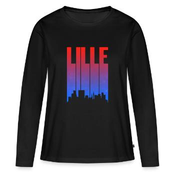 Pente de la silhouette de la ville de Lille - T-shirt manches longues Premium bio Femme - noir - Devant - Julia (174cm)