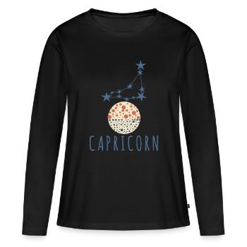 La constellation du Capricorne - T-shirt manches longues Premium bio Femme - noir - Devant - Julia (174cm)