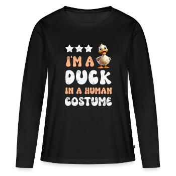 Canards canards - T-shirt manches longues Premium bio Femme - noir - Devant - Julia (174cm)