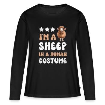 Moutons Moutons - T-shirt manches longues Premium bio Femme - noir - Devant - Julia (174cm)