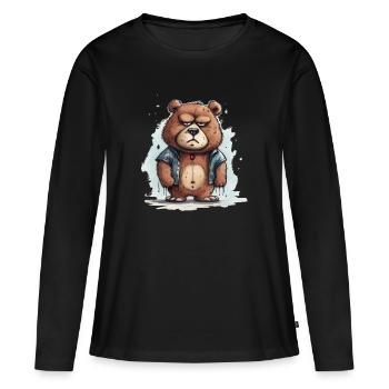 Teddy grincheux - T-shirt manches longues Premium bio Femme - noir - Devant - Julia (174cm)