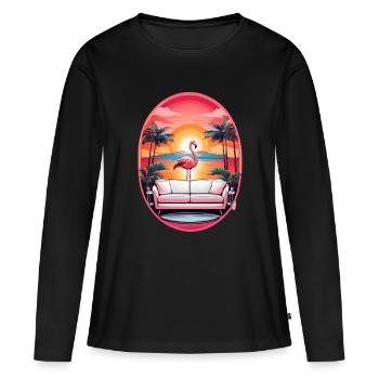 Flamingo Sofa - Frauen Premium Bio Langarmshirt - Schwarz - Vorne - Julia (174cm)