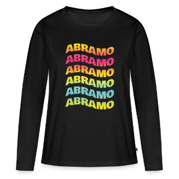T-shirt Abraham texte effet de vague effet de vague - T-shirt manches longues Premium bio Femme - noir - Devant - Julia (174cm)