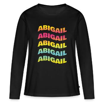 Abigail t-shirt texte effet de vague effet de vague - T-shirt manches longues Premium bio Femme - noir - Devant - Julia (174cm)