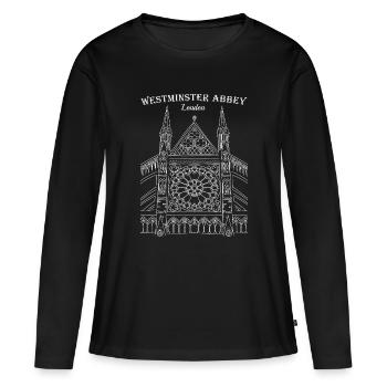 Londres, l’abbaye de Westminster, dessin de l’Angleterre - T-shirt manches longues Premium bio Femme - noir - Devant - Julia (174cm)
