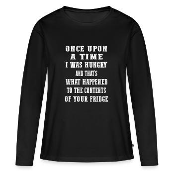 Il était une fois j’avais faim - T-shirt manches longues Premium bio Femme - noir - Devant - Julia (174cm)