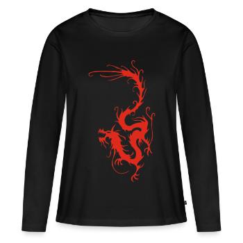 Dragon de fumée rouge - T-shirt manches longues Premium bio Femme - noir - Devant - Julia (174cm)