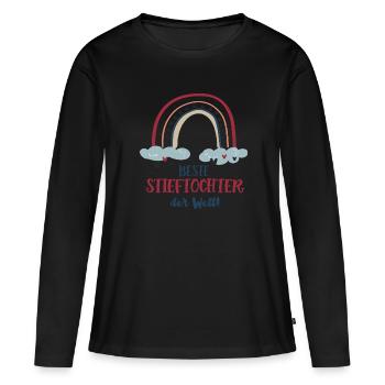 Beste Stieftochter Outfit Regenbogen Stief Tochter - Frauen Premium Bio Langarmshirt - Schwarz - Vorne - Julia (174cm)