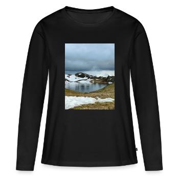 Lac rond en Oisans - T-shirt manches longues Premium bio Femme - noir - Devant - Julia (174cm)