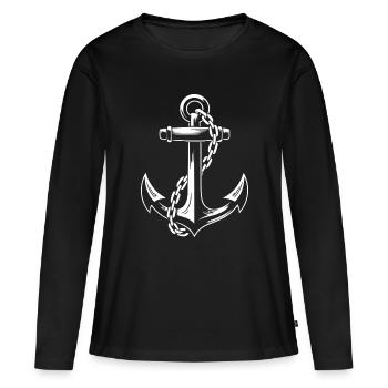Robuster Schiffsanker mit Kette - Frauen Premium Bio Langarmshirt - Schwarz - Vorne - Julia (174cm)