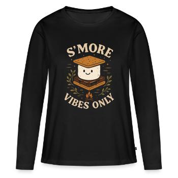 S’more Vibes Only - Feu de camp Atmosphère pure - T-shirt manches longues Premium bio Femme - noir - Devant - Julia (174cm)