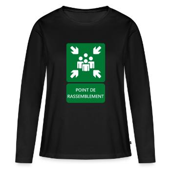 panneau point de rassemblement, signalétique - T-shirt manches longues Premium bio Femme - noir - Devant - Julia (174cm)
