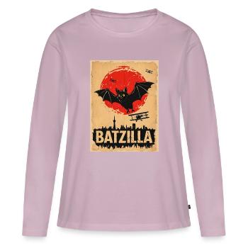 Vintage Style Bat with Batzilla - Women's Premium Organic Long Sleeve Shirt - dusky pink - Front - Julia (174cm)
