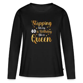 40 Anniversaire comme une reine - T-shirt manches longues Premium bio Femme - noir - Devant - Julia (174cm)
