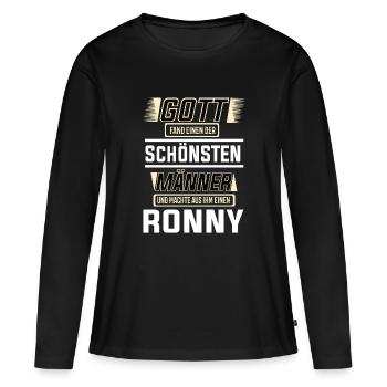 Ronny le plus bel homme façonné par Dieu Design - T-shirt manches longues Premium bio Femme - noir - Devant - Julia (174cm)
