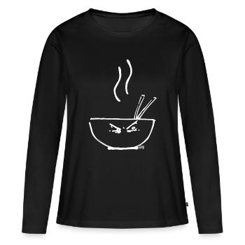 Soupe chaude - T-shirt manches longues Premium bio Femme - noir - Devant - Julia (174cm)