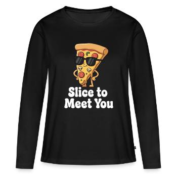 Slice to Meet You - Frauen Premium Bio Langarmshirt - Schwarz - Vorne - Julia (174cm)