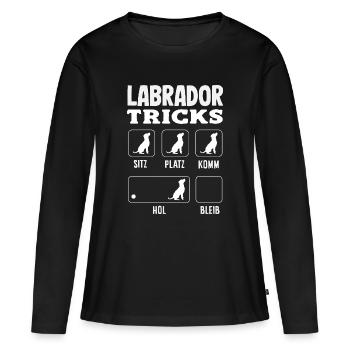 Astuces du Labrador - T-shirt manches longues Premium bio Femme - noir - Devant - Julia (174cm)