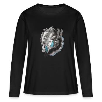 Accent bleu d’art organique - T-shirt manches longues Premium bio Femme - noir - Devant - Julia (174cm)