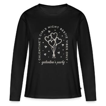 Fête Galentines, meilleure amie soirée de la Saint-Valentin - T-shirt manches longues Premium bio Femme - noir - Devant - Julia (174cm)