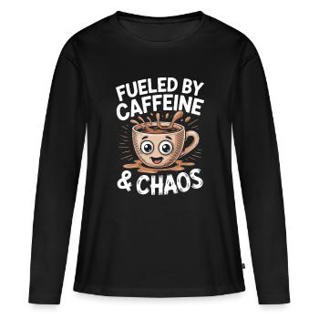 fueled by caffeine and chaos coffee teacher mom - Women's Premium Organic Long Sleeve Shirt - black - Front - Julia (174cm)