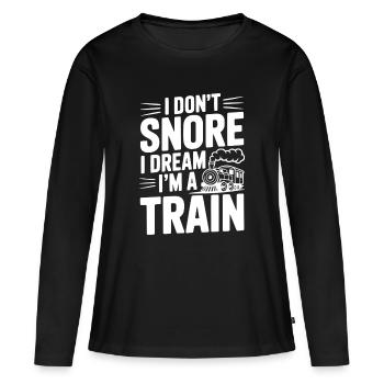 Je ne ronfle pas, je rêve que je suis un train - T-shirt manches longues Premium bio Femme - noir - Devant - Julia (174cm)