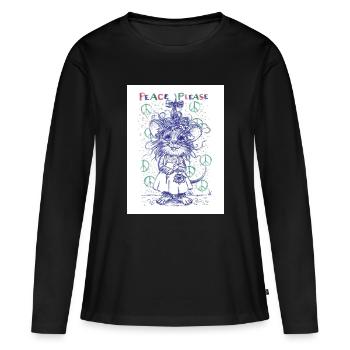 peaceplease - Women's Premium Organic Long Sleeve Shirt - black - Front - Julia (174cm)