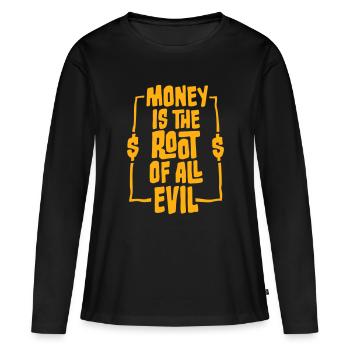 L’argent racine Capitalisme maléfique Cupidité Riches financiers - T-shirt manches longues Premium bio Femme - noir - Devant - Julia (174cm)