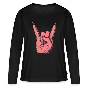 Devil Horns Handzeichen – Rock Metal Symbol - Frauen Premium Bio Langarmshirt - Schwarz - Vorne - Julia (174cm)