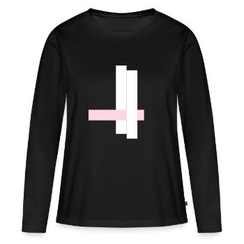 Tours blanches avec ruban rose - T-shirt manches longues Premium bio Femme - noir - Devant - Julia (174cm)