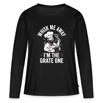 Chef râpé Maître des fouets - T-shirt manches longues Premium bio Femme - noir - Devant - Julia (174cm)
