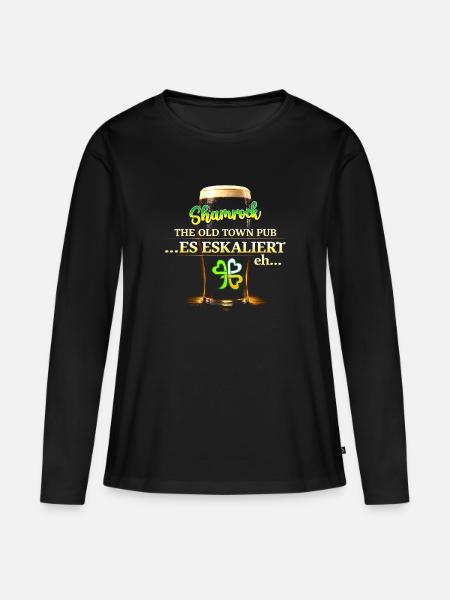 shamrock_es_eskaliert_eh - Frauen Premium Bio Langarmshirt - Schwarz