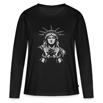 Freiheitsstatue in Ketten - Frauen Premium Bio Langarmshirt - Schwarz - Vorne - Julia (174cm)