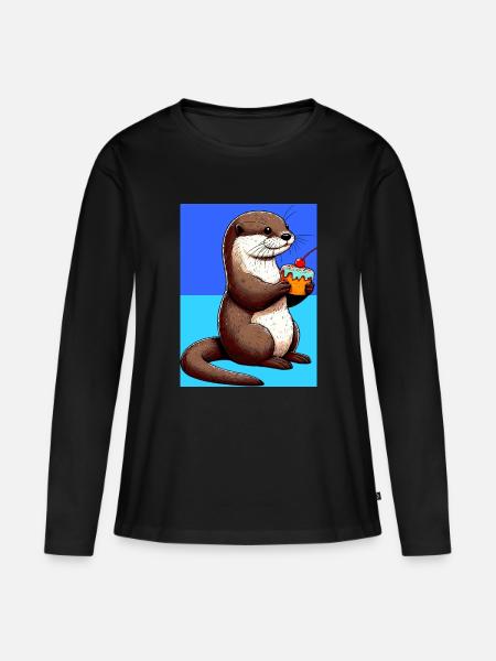 Otter - Frauen Premium Bio Langarmshirt - Schwarz
