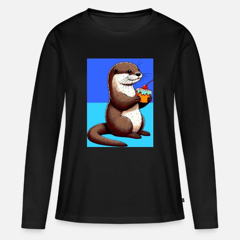 Otter - Frauen Premium Bio Langarmshirt - Schwarz