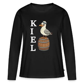 Mouette de Kiel - T-shirt manches longues Premium bio Femme - noir - Devant - Julia (174cm)