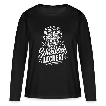 Blutspritzer Horror Splatter Design - Frauen Premium Bio Langarmshirt - Schwarz - Vorne - Julia (174cm)