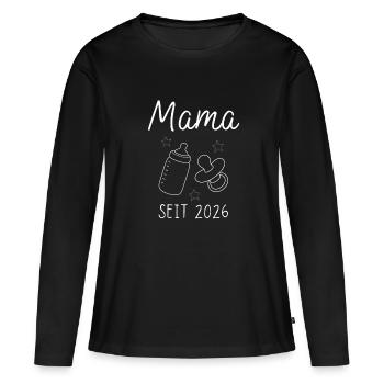 Mama seit 2026 Geschenk für Muttertag - Frauen Premium Bio Langarmshirt - Schwarz - Vorne - Julia (174cm)