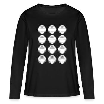 Sphères géométriques - T-shirt manches longues Premium bio Femme - noir - Devant - Julia (174cm)