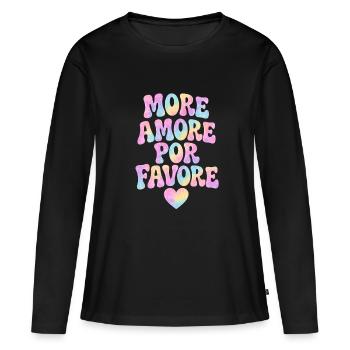 MORE AMORE POR FAVORE - T-shirt manches longues Premium bio Femme - noir - Devant - Julia (174cm)